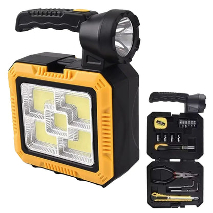Lampe torche solaire multifonction avec kit d’urgence مصباح الطوارئ الذكي متعدد الاستخدامات + حقيبة أدوات متكاملة