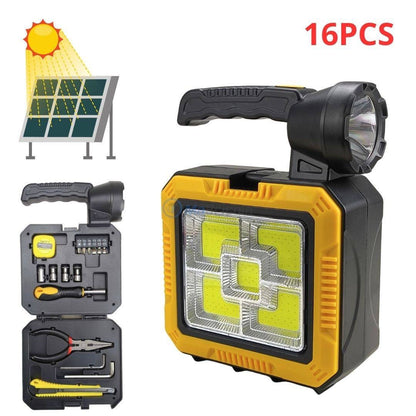 Lampe torche solaire multifonction avec kit d’urgence مصباح الطوارئ الذكي متعدد الاستخدامات + حقيبة أدوات متكاملة